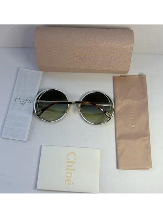 New Authentic Chloé CH 0037S 2343J3 - GOLD/ GREEN GRADIENT Round Sunglasses main image 9